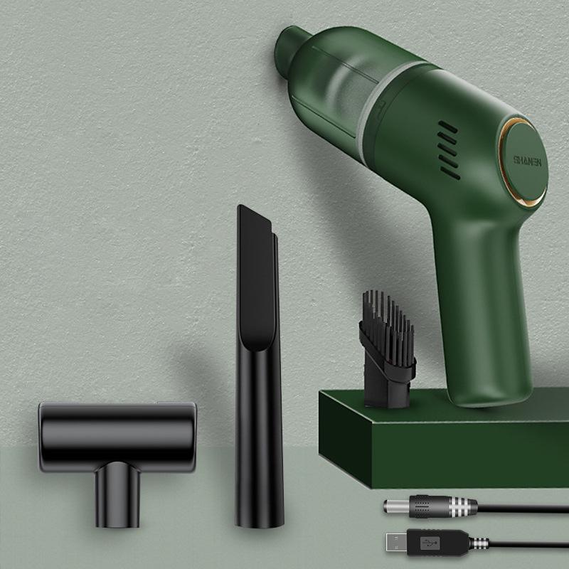 

High Suction Handheld Car Vacuum Cleaner with Wireless Charging for Pet Hair and Mite Removal зелёный