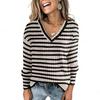 2023 Autumn European & American Style V-neck Slim Fit Knitted Long Sleeve Pullover for Women