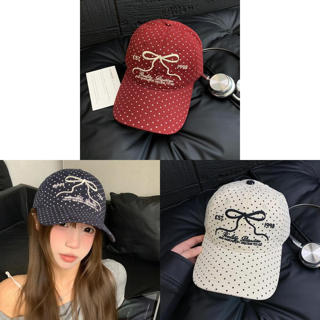 Spring Summer Cotton Baseball Cap With Embroidered Butterfly Knot Design For Women