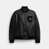 Leather Varsity Jacket Black