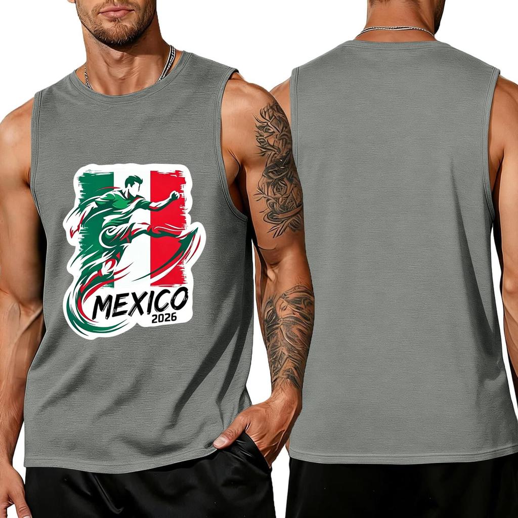 Men Sleeveless Tank Top Soccer Player Graphic Print Athletic Sportswear Casual Summer Shirt for Outdoor Activities Gym Training