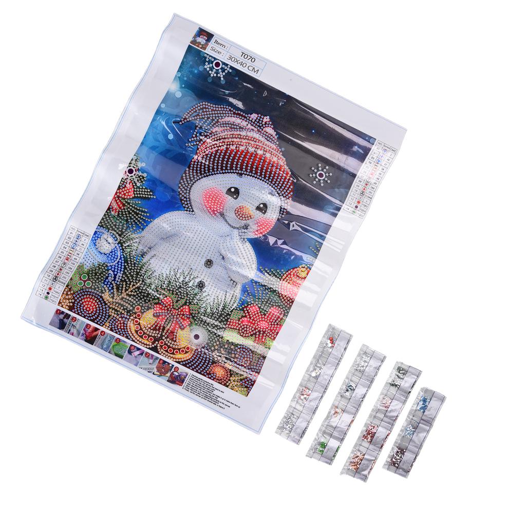 Rhinestone Painting Christmas Snowman Pattern DIY Home Wall Decoration Picture 30x40cm