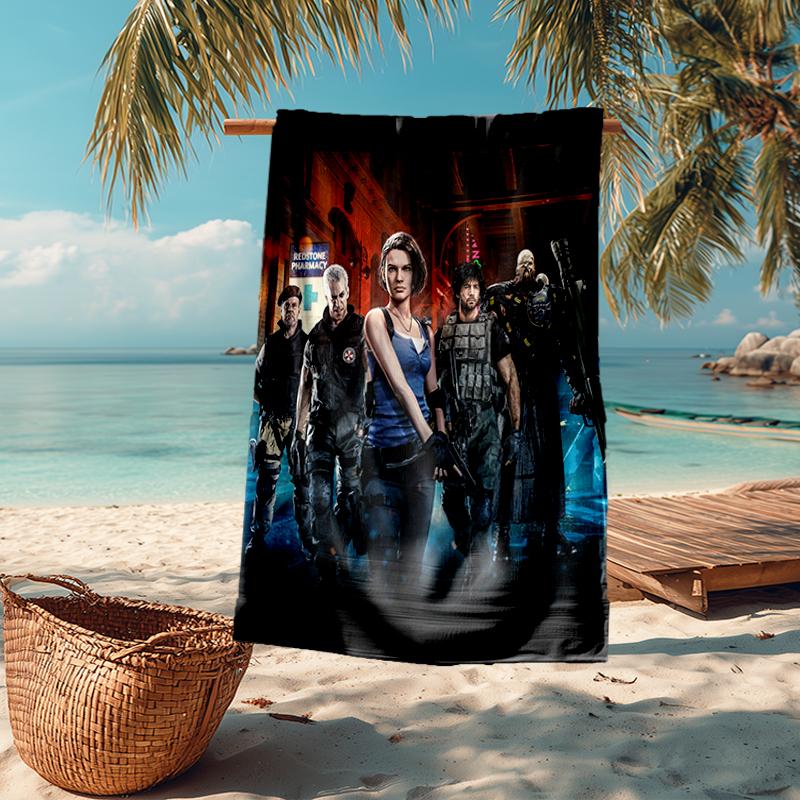 Ultra-Soft Beach Towel with Resident Evil Theme,Ideal for Pool - Camping, Diving - Perfect Travel Essential, Vibrant Beach Towel.