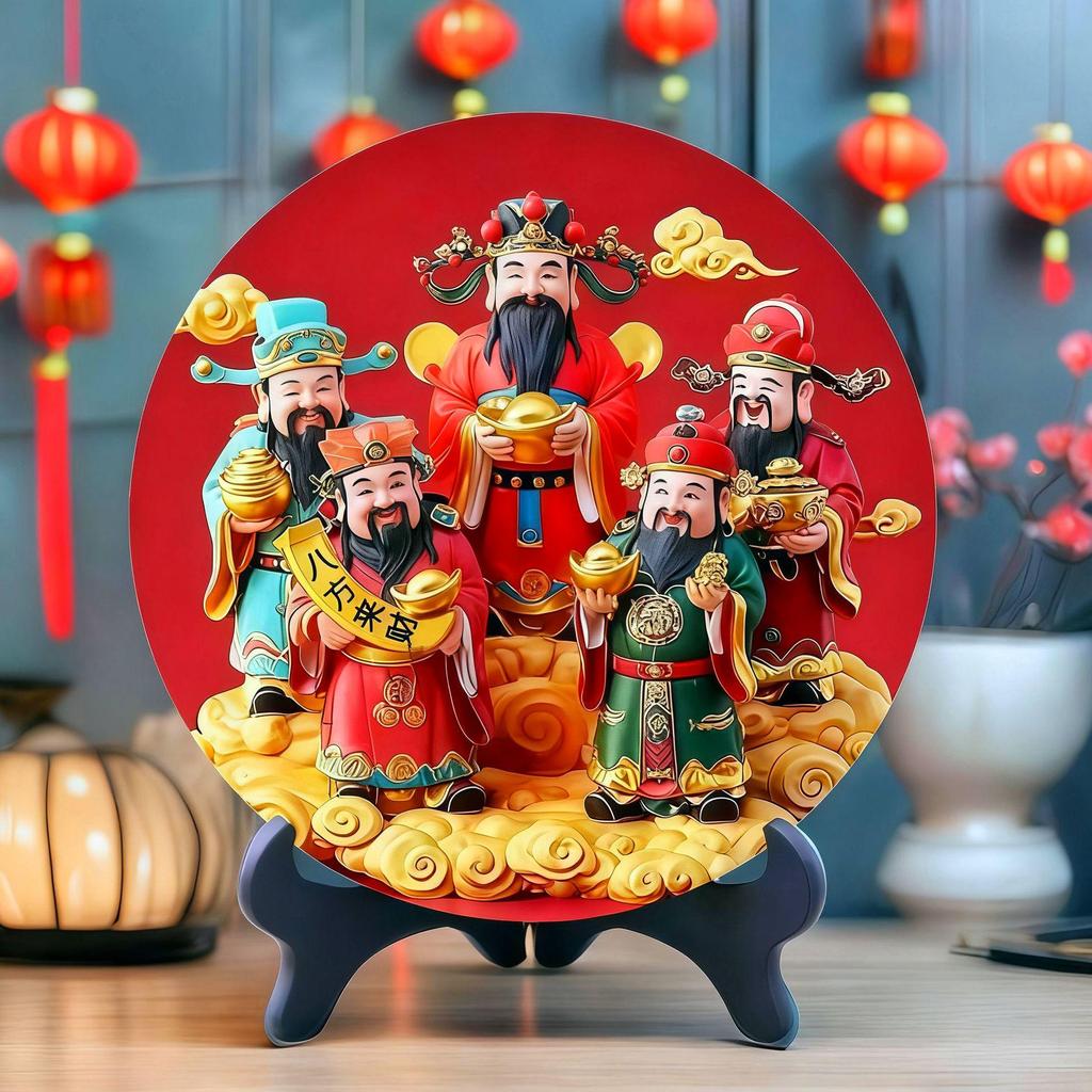 Eight-Direction Prosperity Persimmon Ornament - Small Display Stand for Living Room Decoration