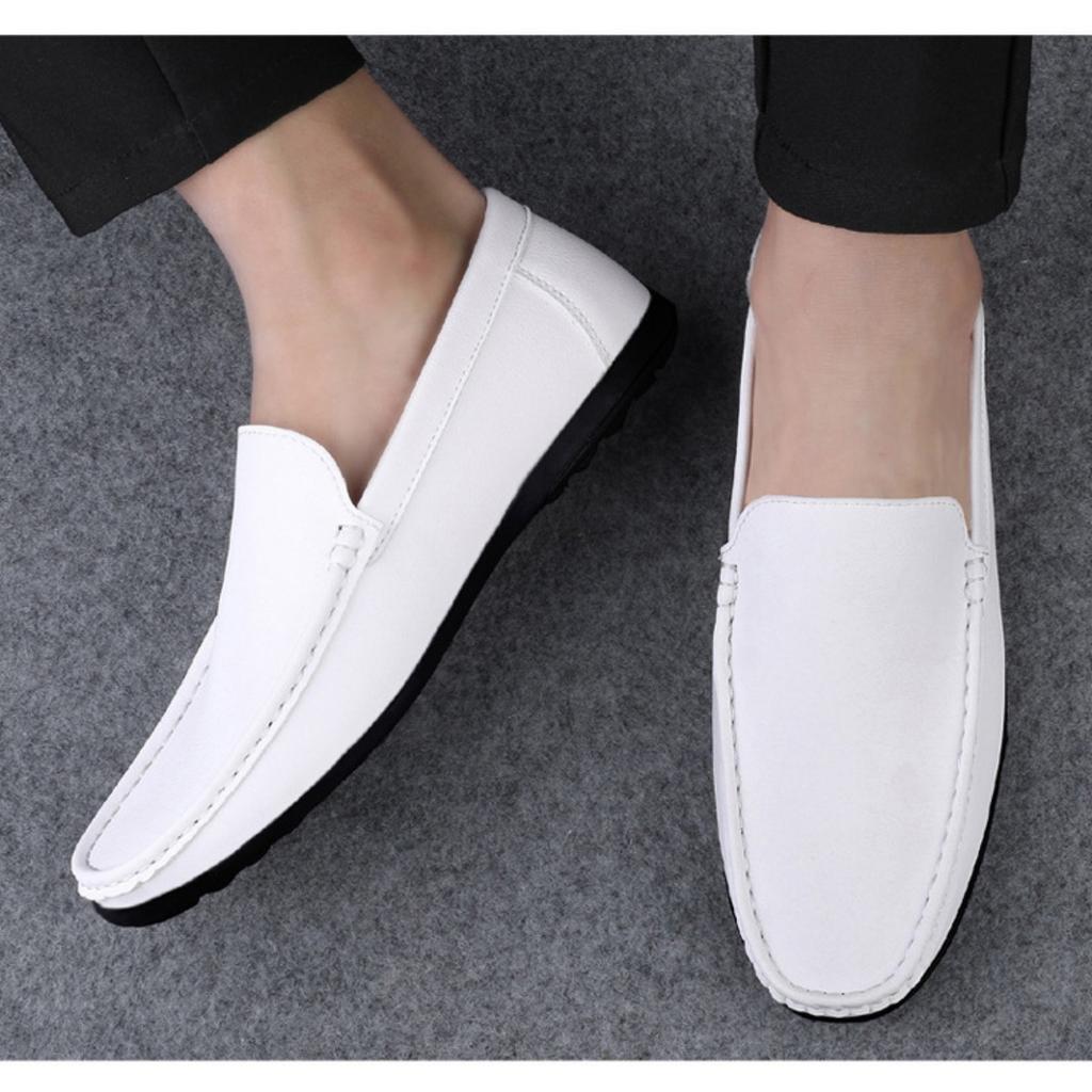 Sommer Herrenschuhe Business Casual Schuhe, Atmungsaktive Lederschuhe Leichte Herren Sojabohnenschuhe, Übergröße Schuhe Mode Weiße Schuhe