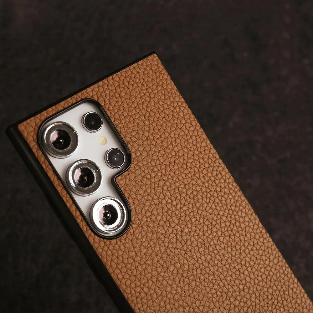 Premium Genuine Leather Case For Samsung Galaxy S24 Ultra S23FE S22 S21FE S20 Cover Full Protection Shockproof Back Carcasa