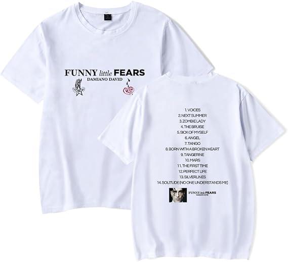 Damiano David T-shirt Grappig Little Fears Album Merchandise T-shirt Unisex Casual Top met Korte Mouwen
