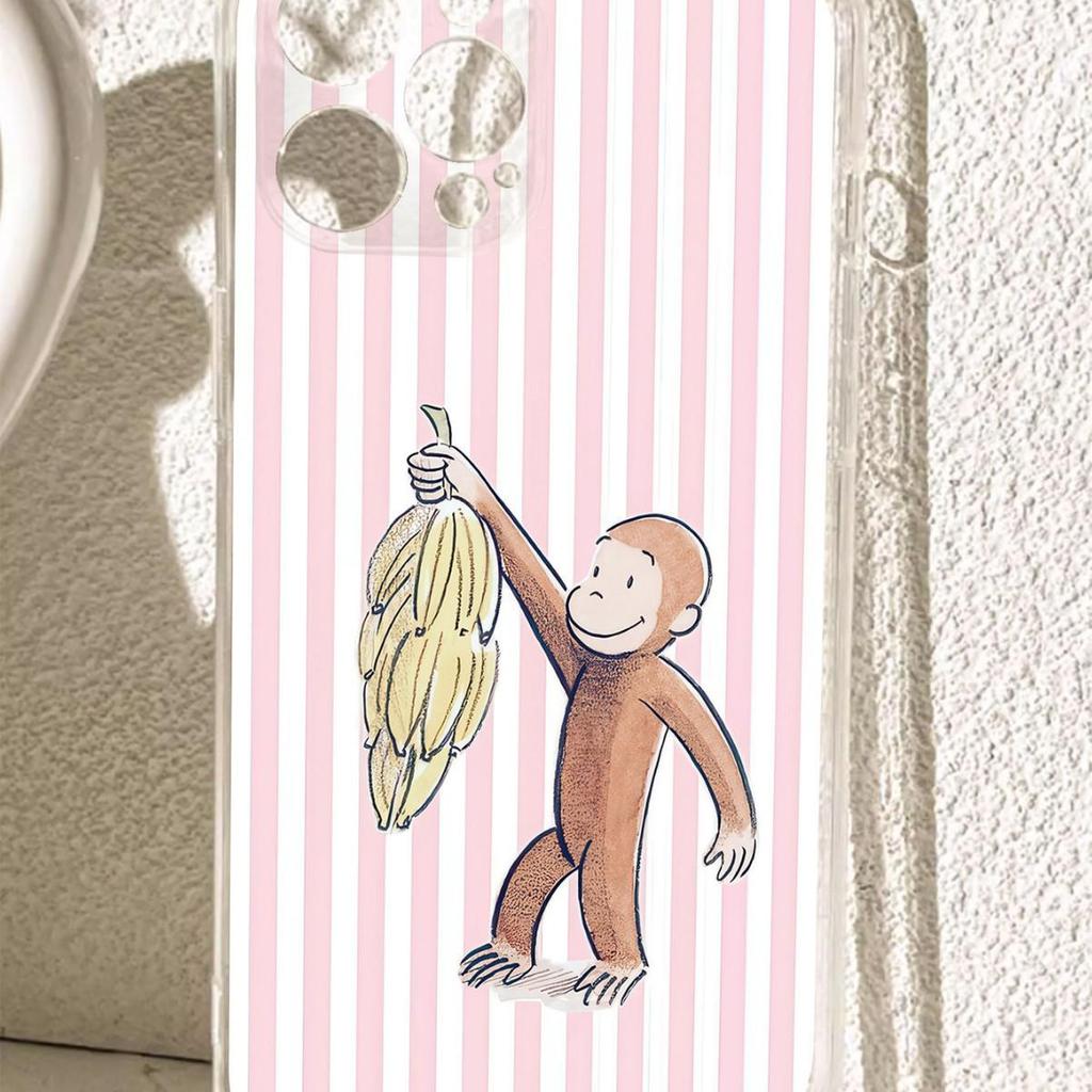 Monkey Holding Banana Anti-Drop Clear Case for iPhone 14 Pro Max & 15/16/17 Series