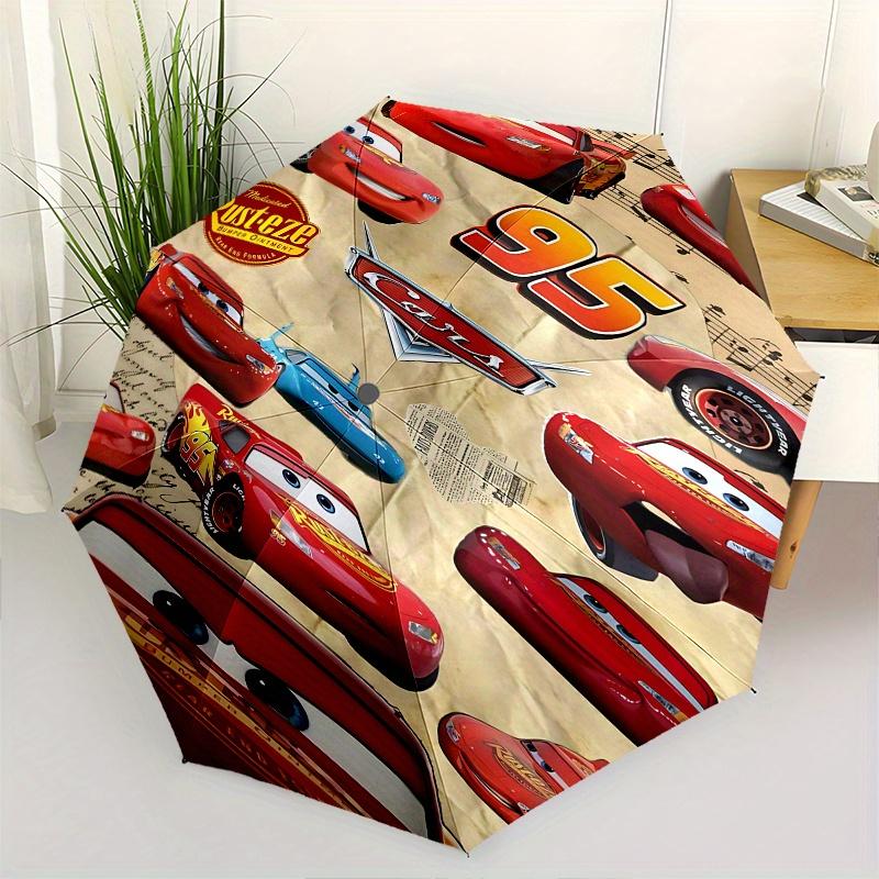 Lightning McQueen, Cars Automatisches Öffnungs- und Schließschirm, Kompakter Reiseschirm, Leicht und Tragbar, Geeignet für Strand Pendeln