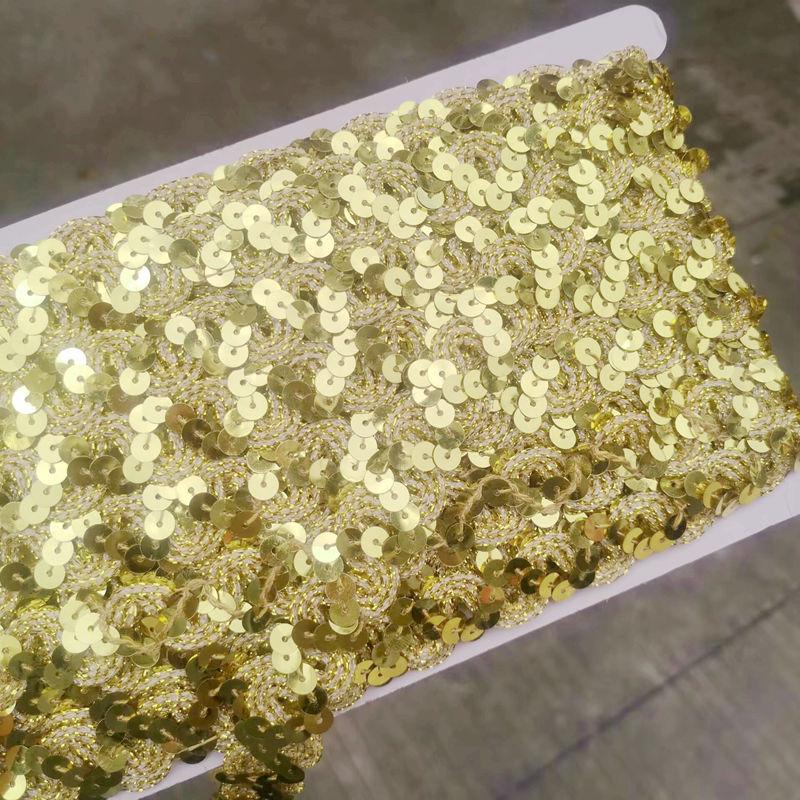 S-Shaped Sequin Lace Beads with 1.5CM Gold and Silver Ribbon for Clothing and Stage Accessories