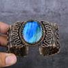Natural Labradorite Gemstone Copper Wire Wrap Cuff Bangle Adjustable F4g51