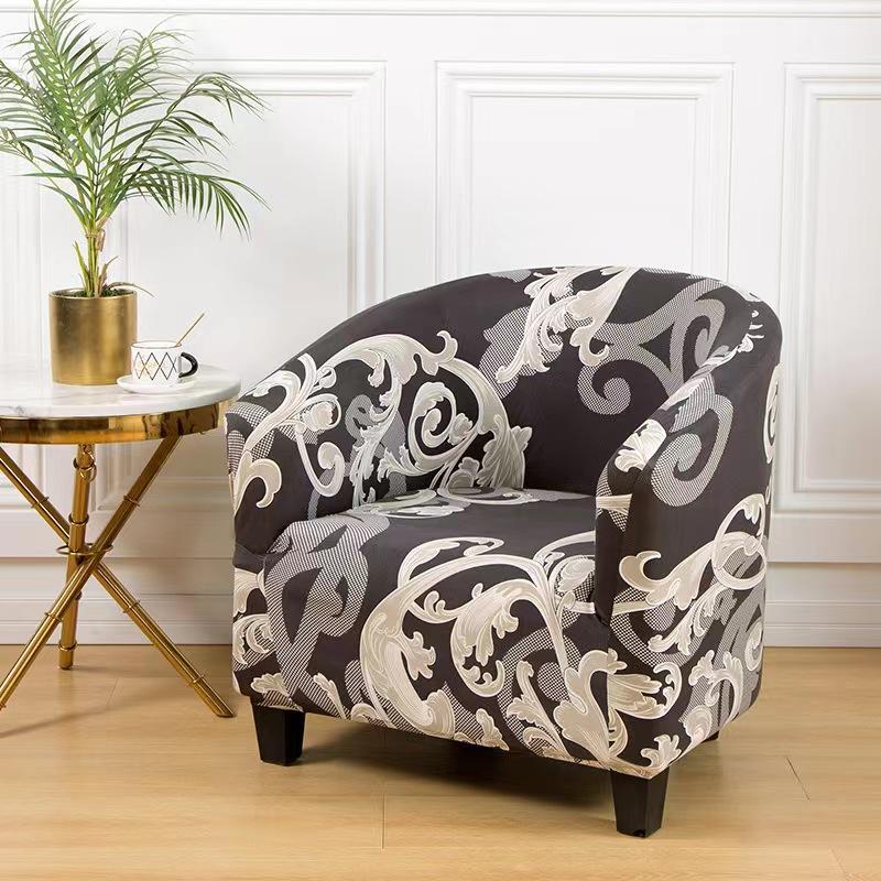 1pc Stretch Printed Club Armchair Cover Washable Tub Chair Slipcover Relax Single Chair Case for Coffee Bar Living Room Office