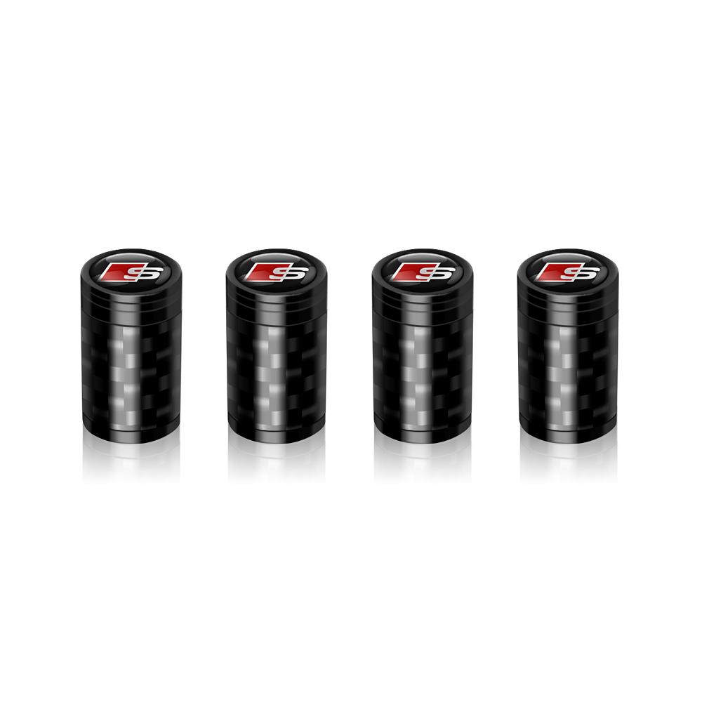 4Pcs Car Styling Wheel Tyre Valve Caps Carbon Fiber Air Stem Cover For 7ysvc SLINE RS TT Quattro A7 A8 Q3 A5 A6 B5 B6 B7 C5 C6 C7 ysvc7