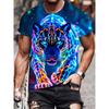 3D Tiger Printed Short Sleeve Crew Neck Men's T-shirts Breathable Stretch Casual Fashion Tee Outdoor Party Weekend Wear Tops