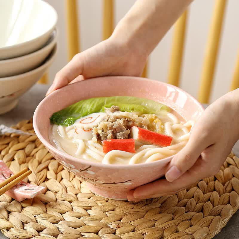 Japanese Style Underglaze Ceramic Noodle Bowl