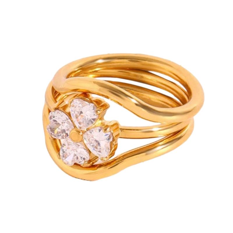 3pcs/Set Elegant 18K Gold Color Adjustable Size Threaded Ring Accessory Stylish Finger Accessories for Fashionistas