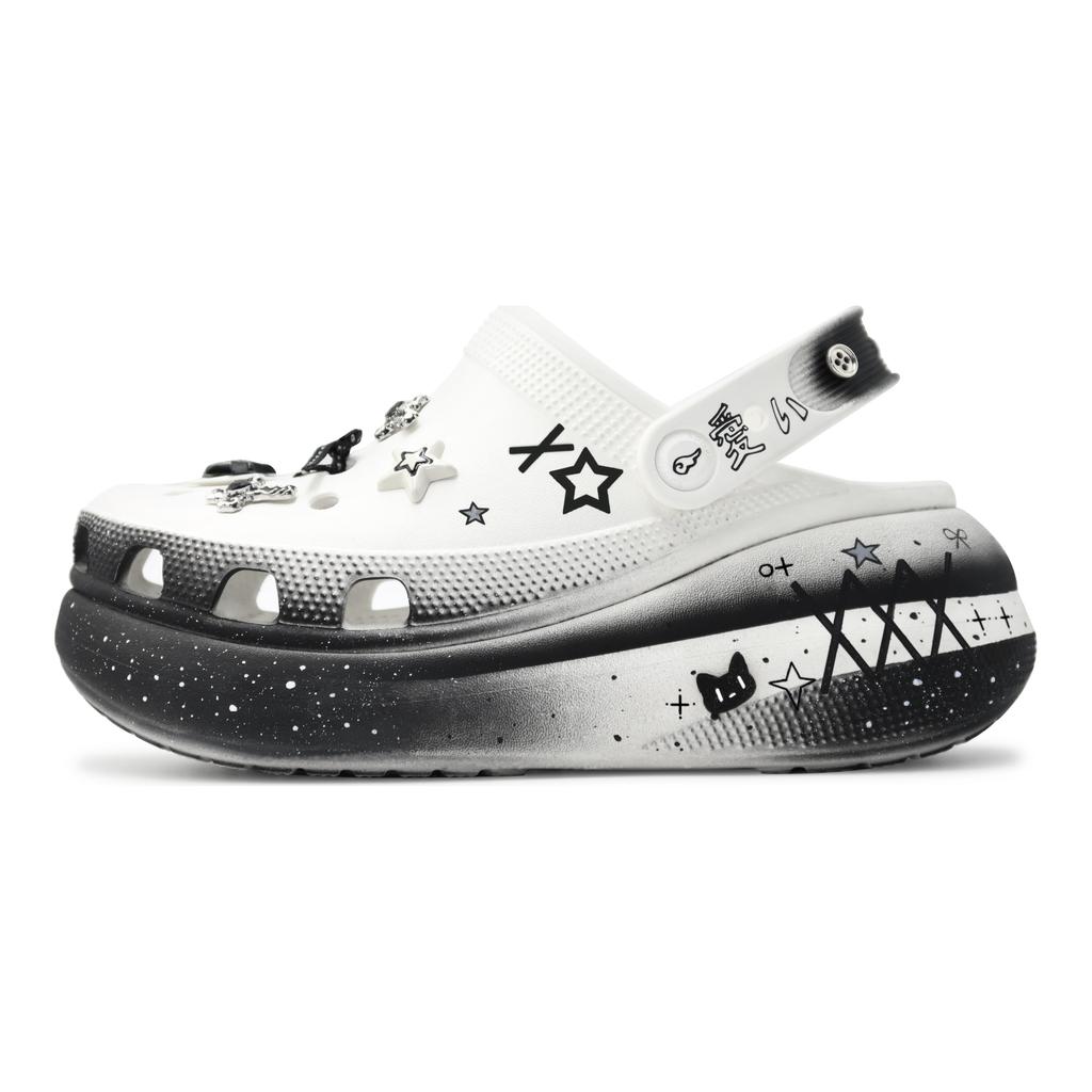 Crocs Crush Clog Made with Stars Pure Love Simulator Subculture Y2K Mine Bow Special Shoe Box Hole Shoes Unisex Black & White