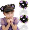 Aylhfo Girls' Spring 2pcs Colorful Flower Wig Scrunchies/Cute Bohemian Style Fabric Flower Wig Ponytail Hair Ties
