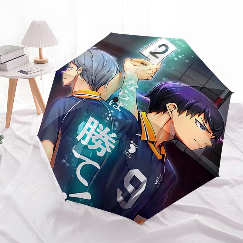 

1pc Green Anime Character Automatic Folding Umbrella, Portable 3-Fold Design with Iron Frame, Perfect for Outdoor Use, Festive Gifts, Travel, Daily Us