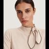 Sunshine Home Spring New Foreign Trade European and American Women clothes Mid round Neck Lace-up Long sleeve Knit Thin Sweater Top