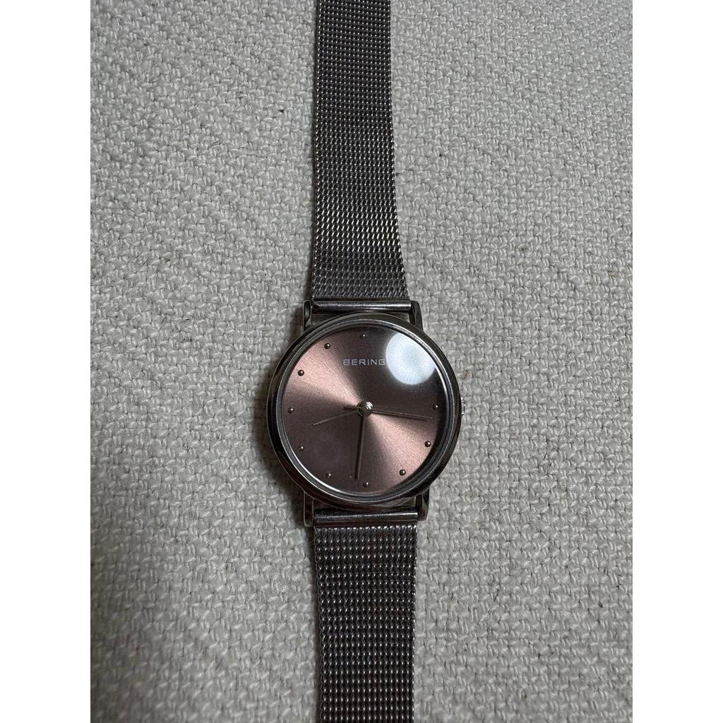 Used BERING Women's Watch Silver Mesh Belt Brown Dial