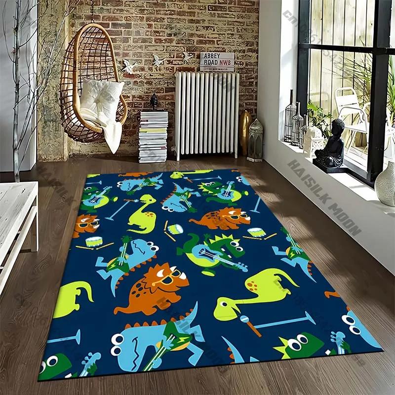 Cartoon Dinosaur Tyrannosaurus Cartoon Pattern Living Bedroom Carpet Bedside Floor Mat 15 Size Kid's Room Cloakroom Play Mat