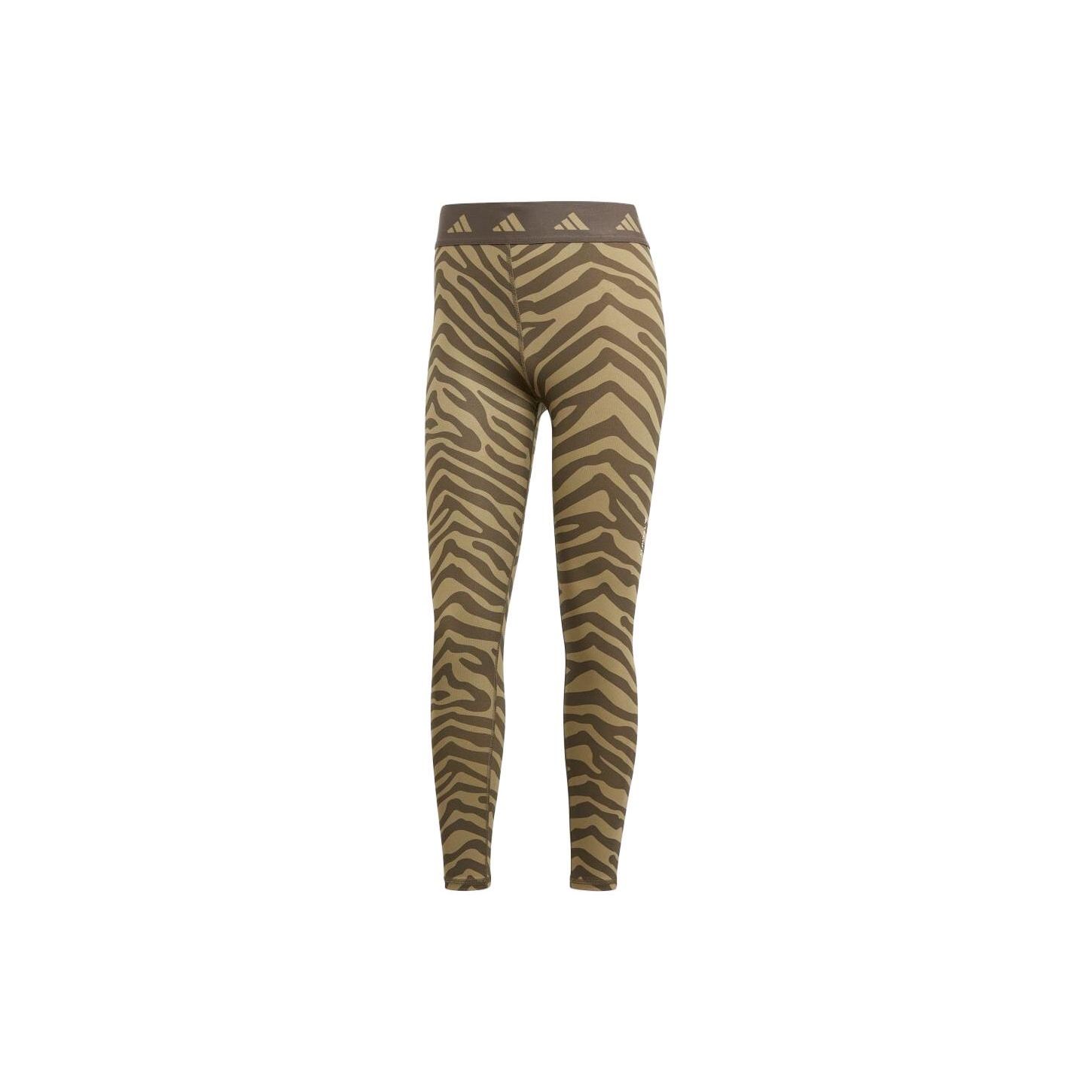 

Adidas Printed Letter Pattern Tight Fitness Pants Women Bottoms Brown IB3625 XS