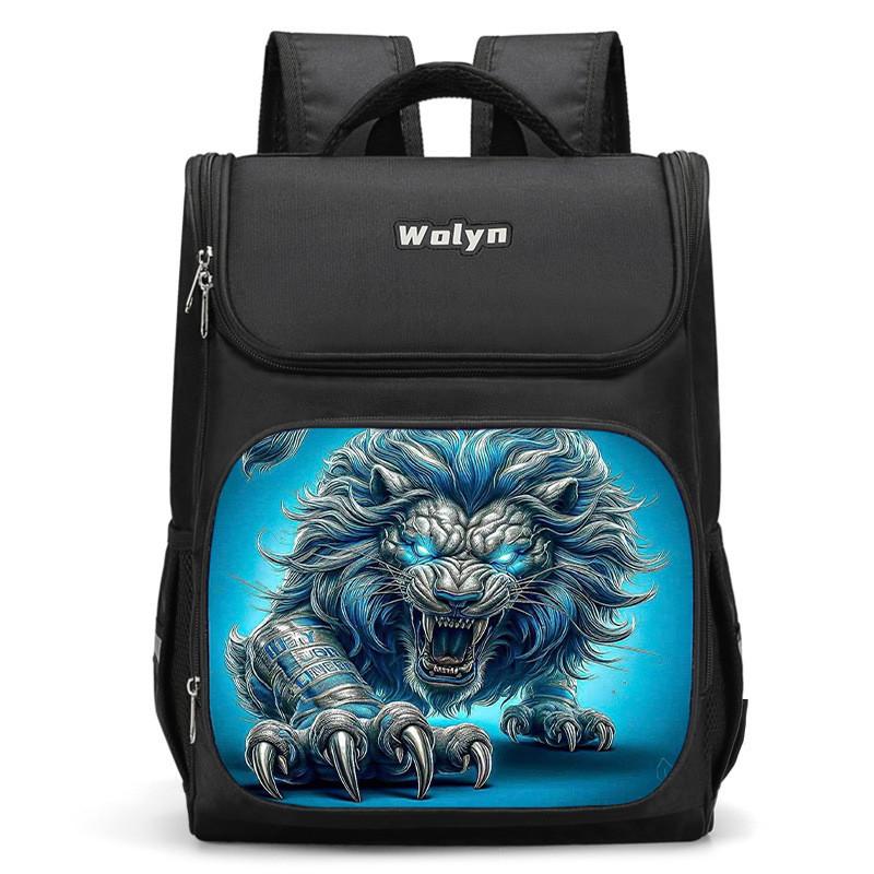 Spacious Lion-themed Backpack For Elementary School Kids Oxford Fabric Lightweight