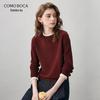 Women's 100% Wool Color-Block Lace Collar Knit Sweater