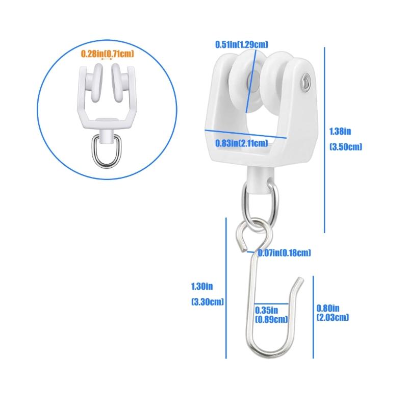 20Lots Curtain Track Rollers Ceiling Pulley Gliders Quiet Hook Curtains Wheel Rail Rollers Mount Sliding Pulleys Rails