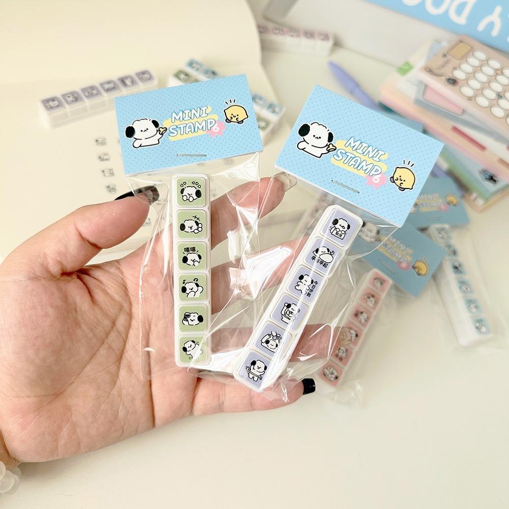 Kawaii 6 Designs Decorative Stamps Diy Crafts Cartoon Scrapbooking Stamp Multipurpose Press Inkpad Stamps Journal Planner