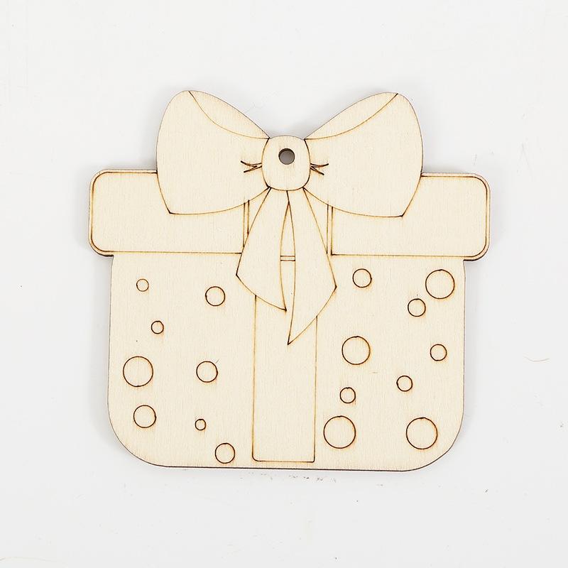 10Pcs Christmas Cartoon Pattern Colorless Wood Board & Hemp Rope - Manual Coloring Christmas Tree Pendant Christmas Decorations