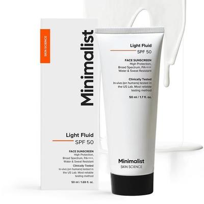 Protezione solare fluida leggera SPF 50 PA++++ | Clinicamente testata negli Stati Uniti (In vivo) | Nessuna dominante bianca | Ampio spettro | Leggero, acqua | 50 ml