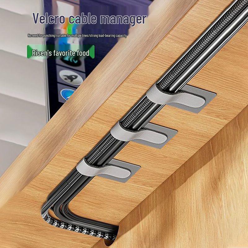Self-Adhesive Velcro Cable Organizer for Desktop Storage