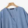 ZANZEA Women Casual Loose V Neck 3/4 Sleeve Plaid Print Irregular Blouse