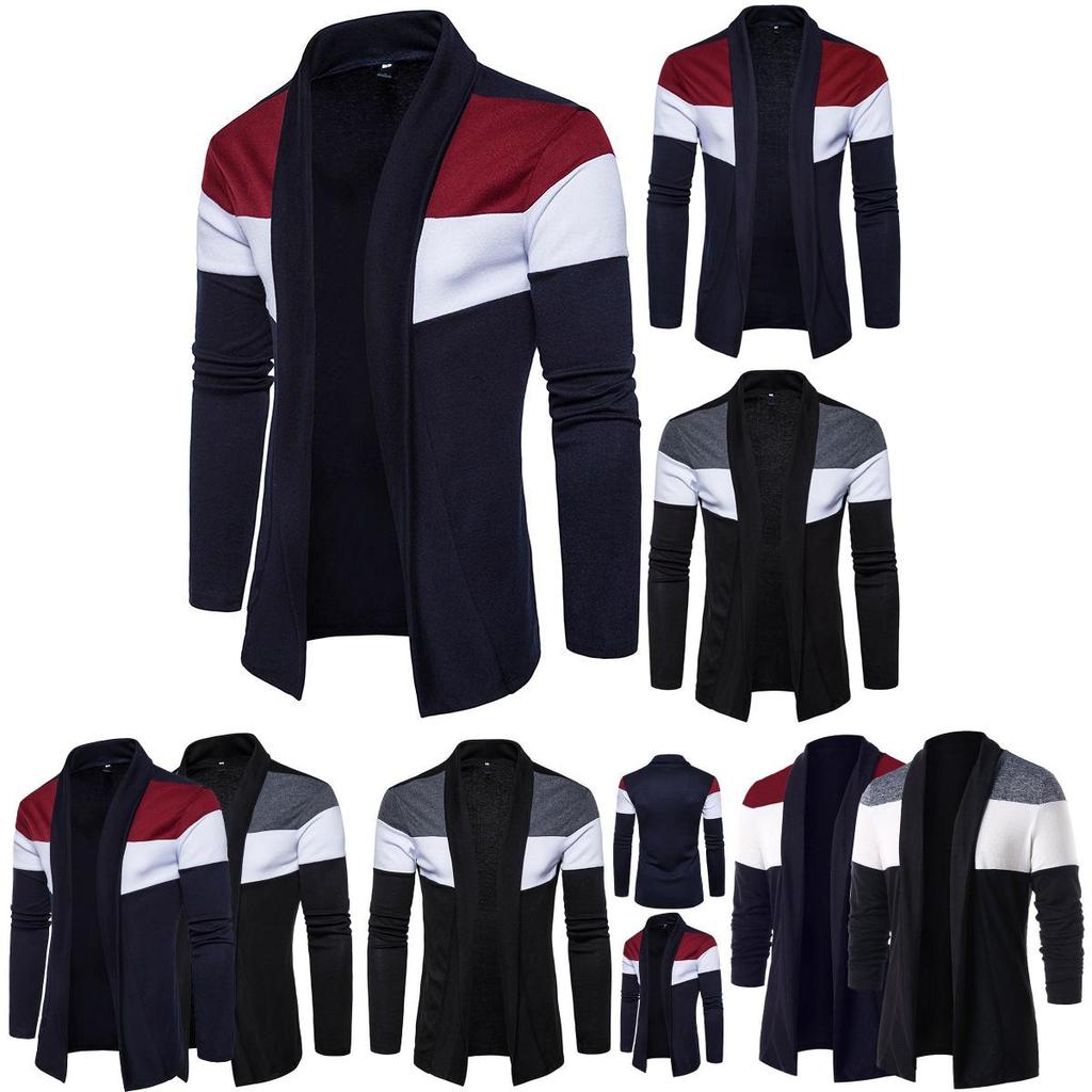 Exquisite Men's Plain Knitted Cardigan Long Sleeve Slim Fit Sweater Jacket