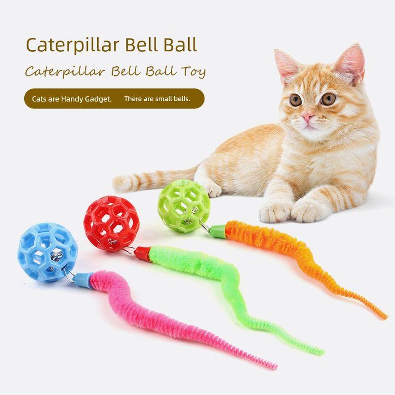 

Kitty Toy Self-Hi Relieving Stuffy Handy Gadget Sound Bell Ball Molar Long Lasting Cut Out Interactive Sound Pet Supplies 3 Pack [Caterpillar Hollow Ball]]