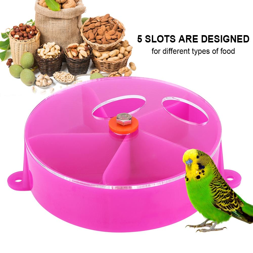 Bird Pet Foraging Feeder Food Wheel Feeding Storage Box Toy Purple