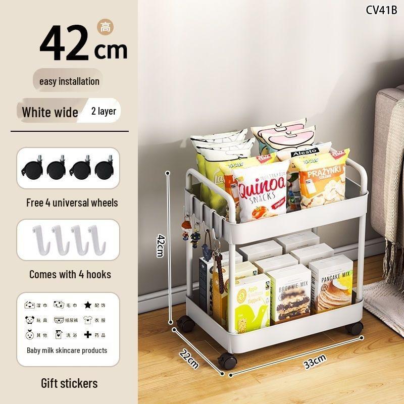 Mehrschichtiges Lagerregal mit Rollen für Küche, Wohnheim und Badezimmer