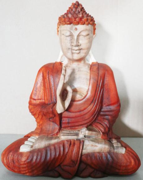 Buddha Statue Hand Carved Wood Teaching Pose 30cm