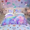 Homewish Dreamy Mermaid Princess Duvet Cover Set For KidsFairy Tale Castle Bedding SetPurple Fish Scale Reversible Bed Set