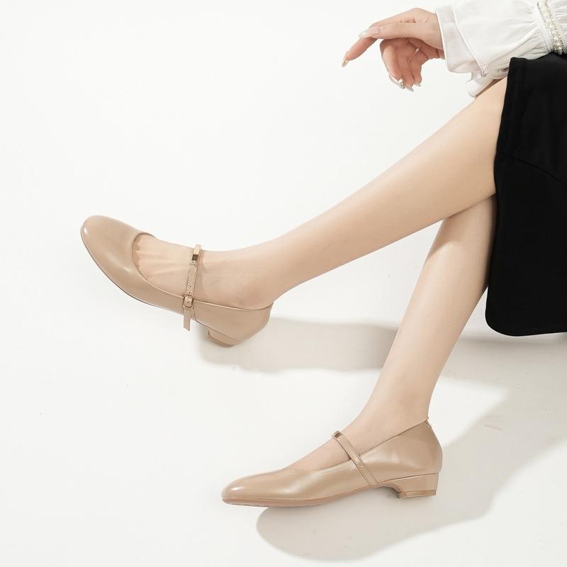 Vintage Mary Jane Single Shoes Oneword Buckle Strap Flat Heel Women's Work Daily Commuter Shoes Women's Shoes