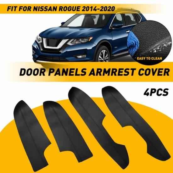 

For Nissan Rogue 2014- Black Leather Door Panels Armrest Cover Replacement V