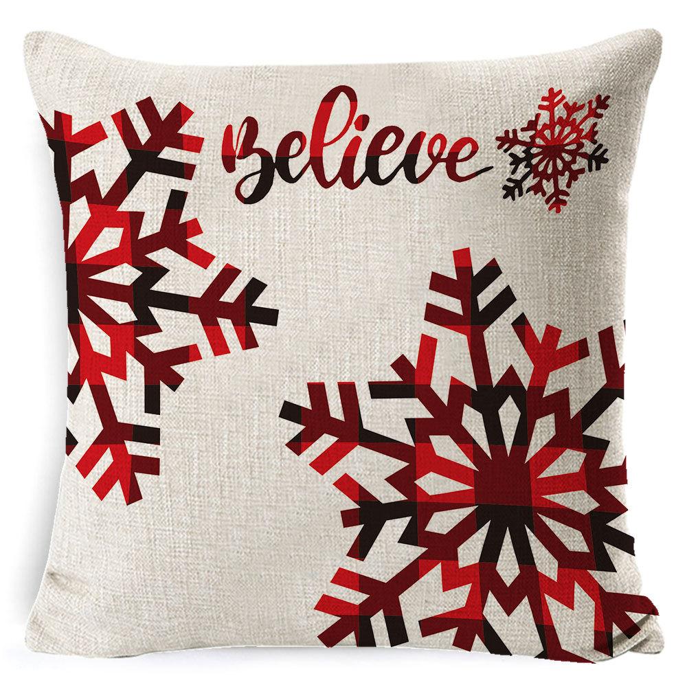 Christmas Celebration Pillow Elk Snowman Festive Cushion Cover Red Sofa Back Cushion Pillow Cover