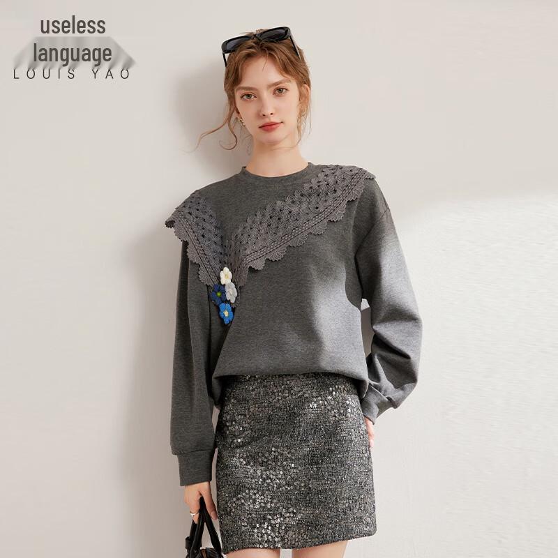 

Bailuyu Women s Lace & Knit Flower Sweatshirt XL