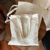 Women Large Capacity Canvas Shoulder Bag Lace Floral Embroidered Tote Bag Reusable Shopping Bag Women Purses and Handbags