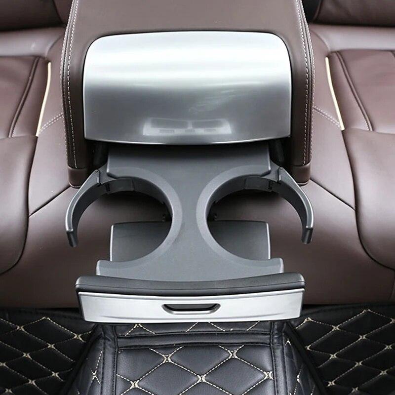 3Pcs ABS Chrome Car Interior Rear Armrest Water Cup Holder Trim Strips Decoration Auto Accessories For BMW G30 5 Series 2018-21
