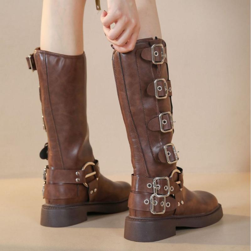 Long Boots Women's Fashion But Knee Western Cowboy Boots Thick Heel Retro Knight Boots Polished Punk Motorcycle Boots