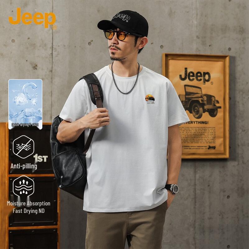 

JEEP Men s Summer Short Sleeve Round Neck T-Shirt L
