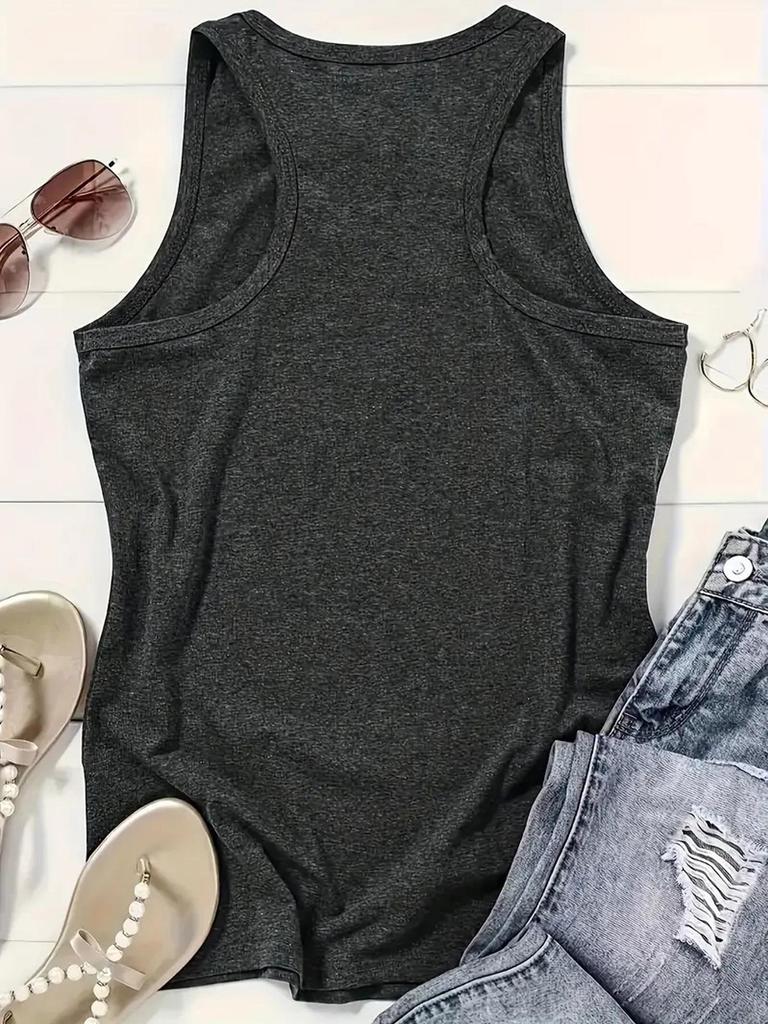 Floral Print Sleeveless Round Neck Women's T-Shirt Pullover Vest for Spring/Summer
